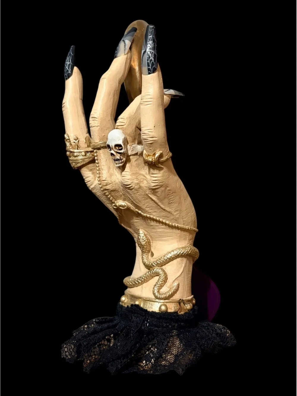 Eerie Charm Decorative Hand Sculpture with Crescent Moon and Star